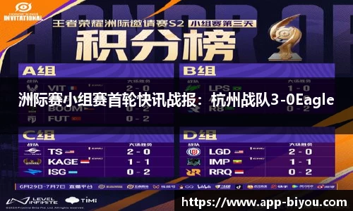 洲际赛小组赛首轮快讯战报：杭州战队3-0Eagle